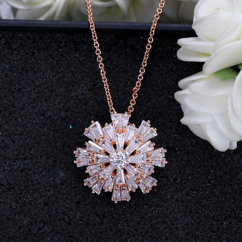 Delicate Three-dimensional Snowflake Necklace Pendant