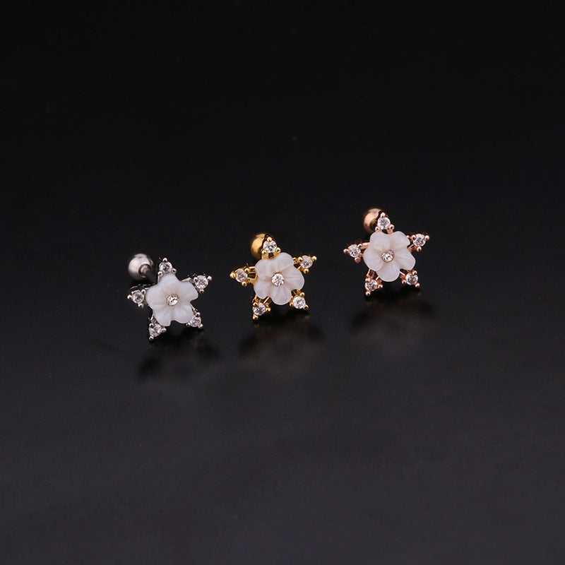 Floral Double Head Screw Stud Stainless Steel Stud Stud