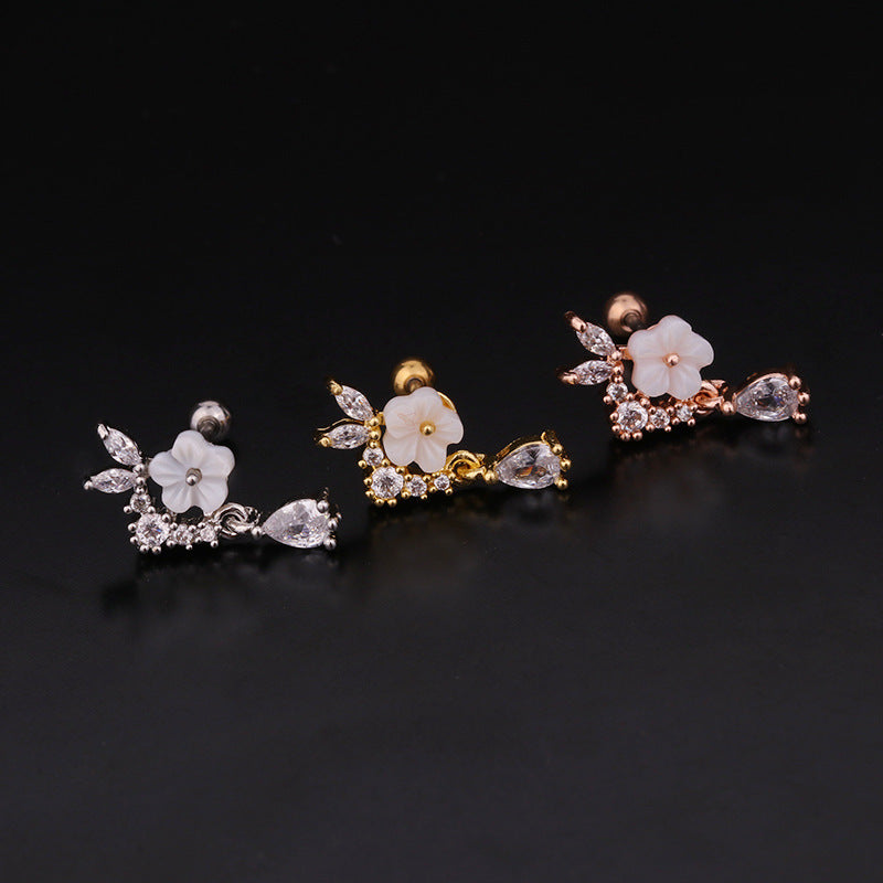 Floral Double Head Screw Stud Stainless Steel Stud Stud