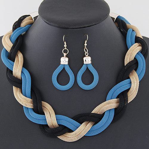 Exaggerated Big Choker Vintage Chunky Statement Necklace and Earrings