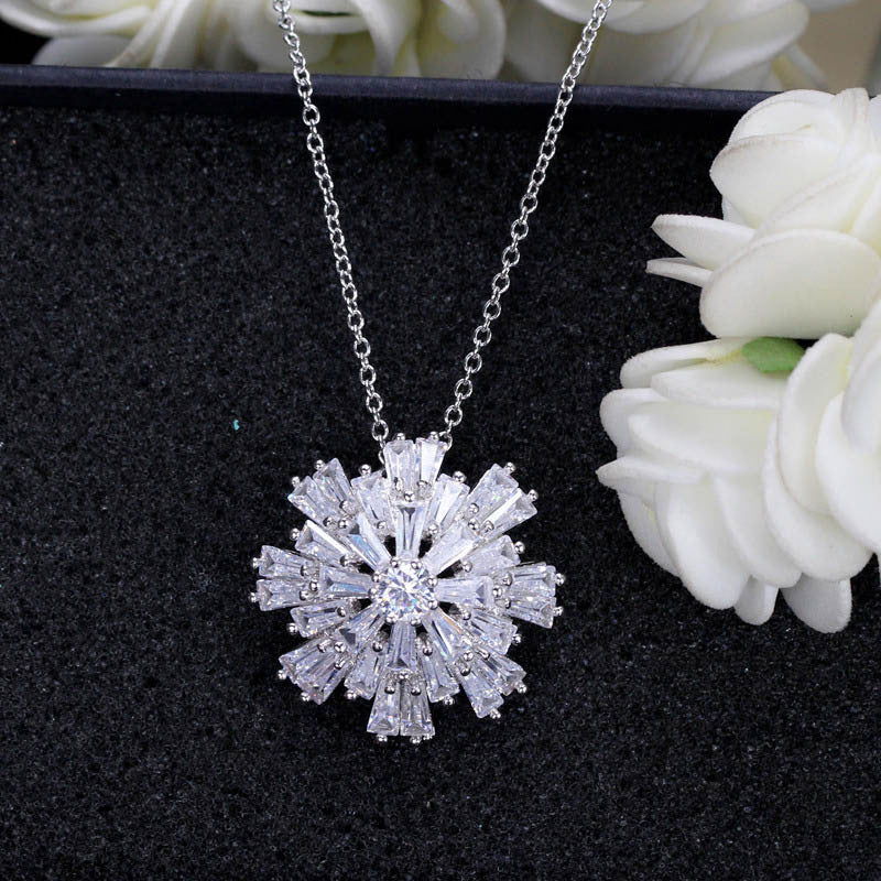 Delicate Three-dimensional Snowflake Necklace Pendant